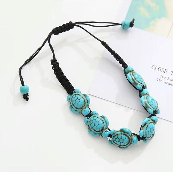 NWT 🏖️ ADJUSTABLE WEATHERED TURQUOISE SEA TURTLE STRING BRACELET or ANKLET - Picture 4 of 12